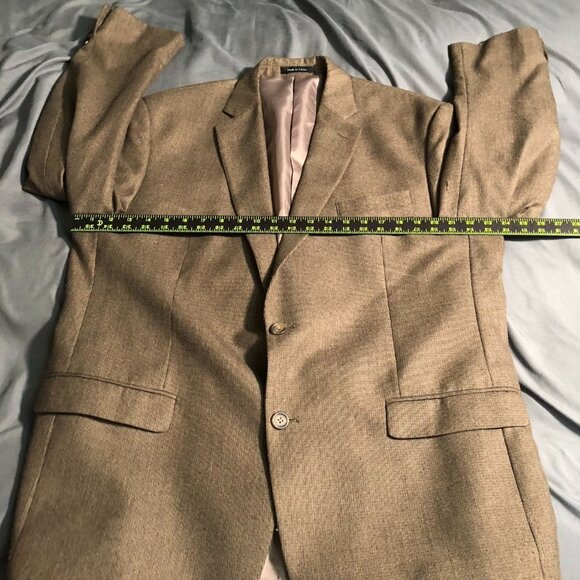 Chaps Mens Blazer Jacket Size 46R Gray Wool-Blend Double Button Workwear Brown - Picture 6 of 16